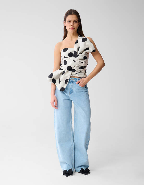 Schleifen-Top Schwarz/Weiß von Monica SHOEBY WOMEN