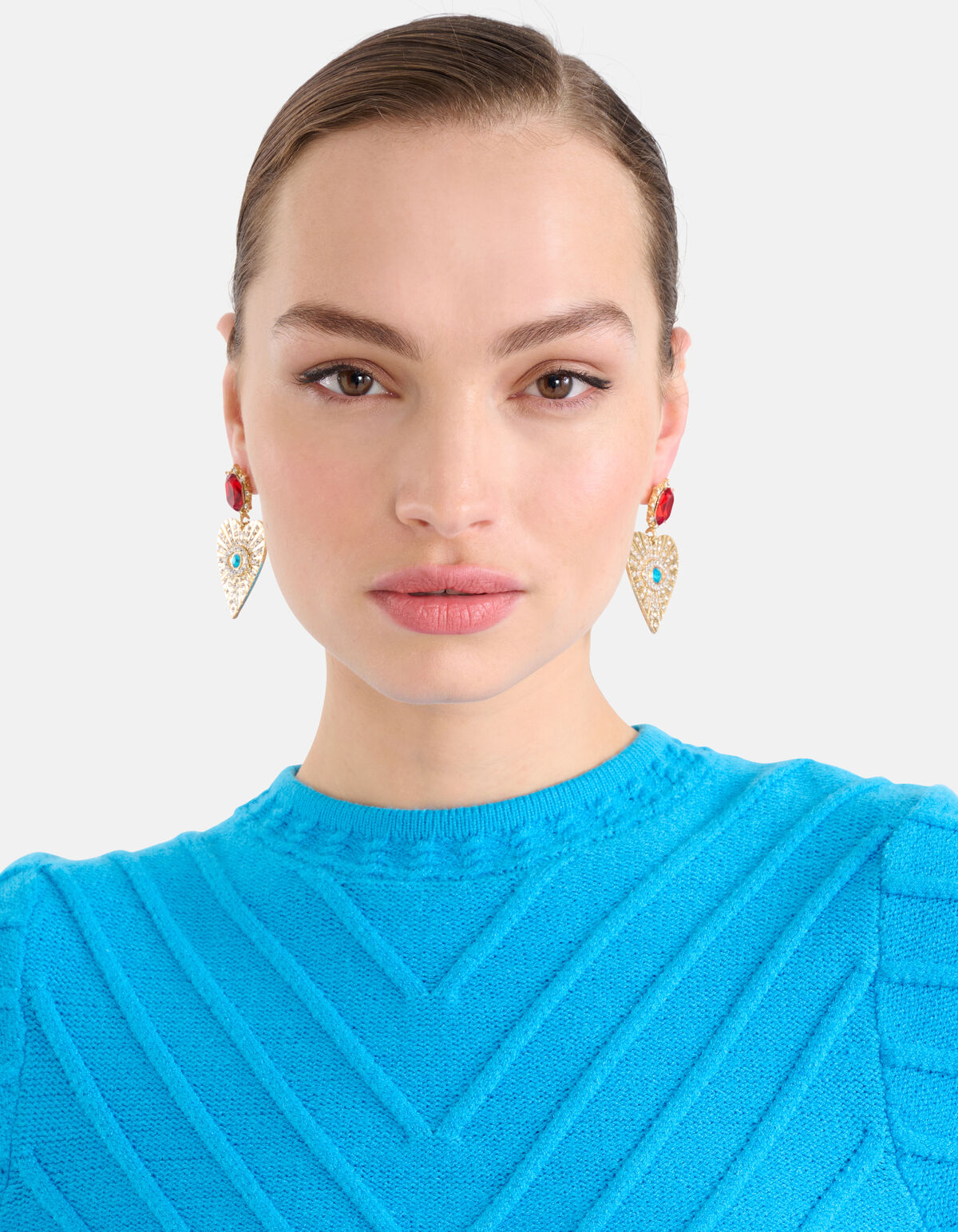 Strass Herz Ohrringe Gold SHOEBY ACCESSOIRES