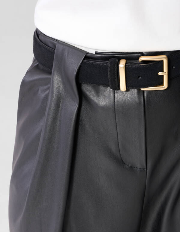 Vegane Leder Barrel-Fit-Hose Schwarz By Lonneke SHOEBY WOMEN