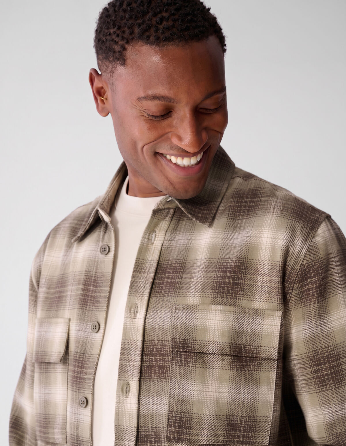 Gr&uuml;nes Overshirt mit Schattenkaromuster SHOEBY MEN