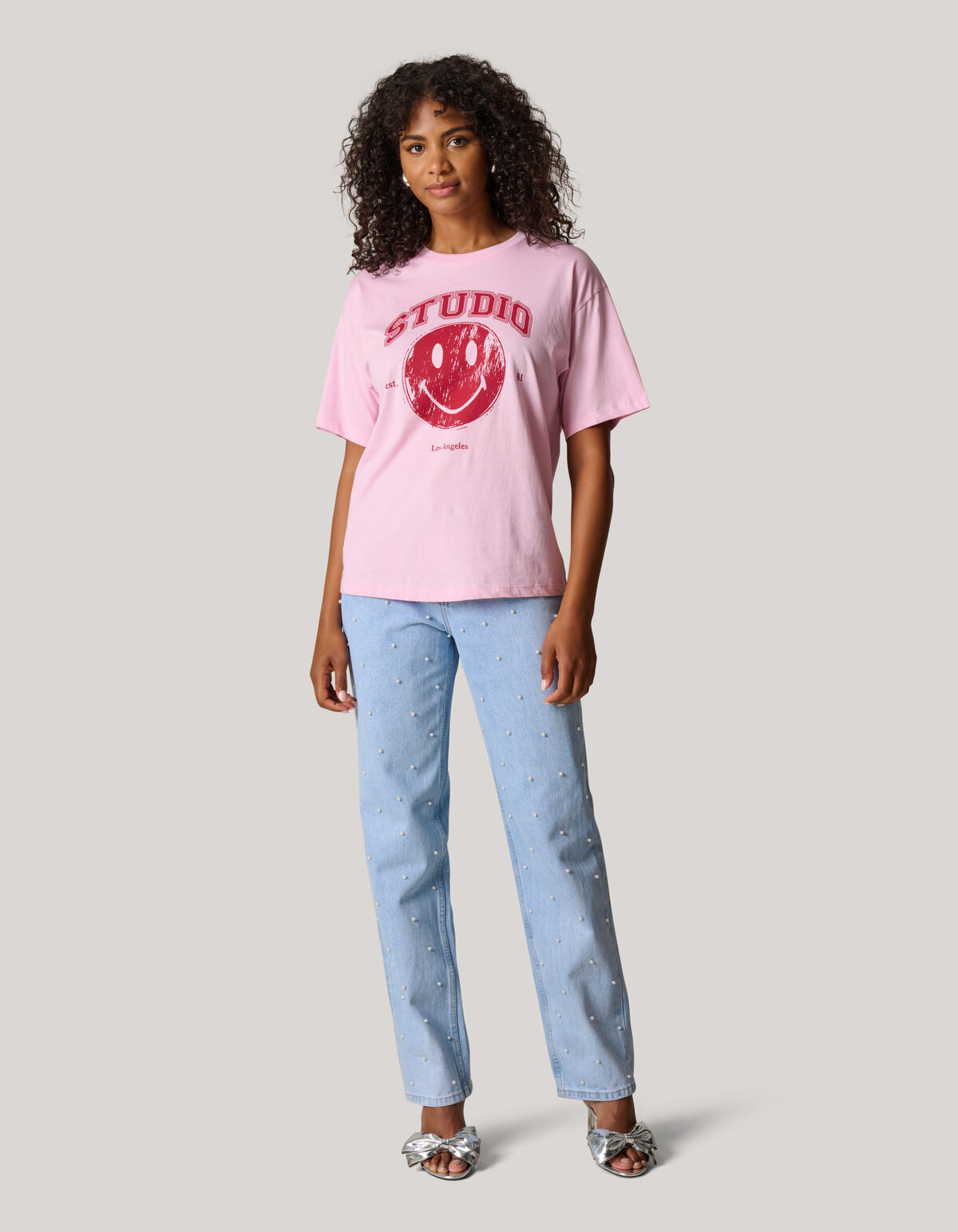Smiley Kunstwerk T-shirt Rosa SHOEBY WOMEN