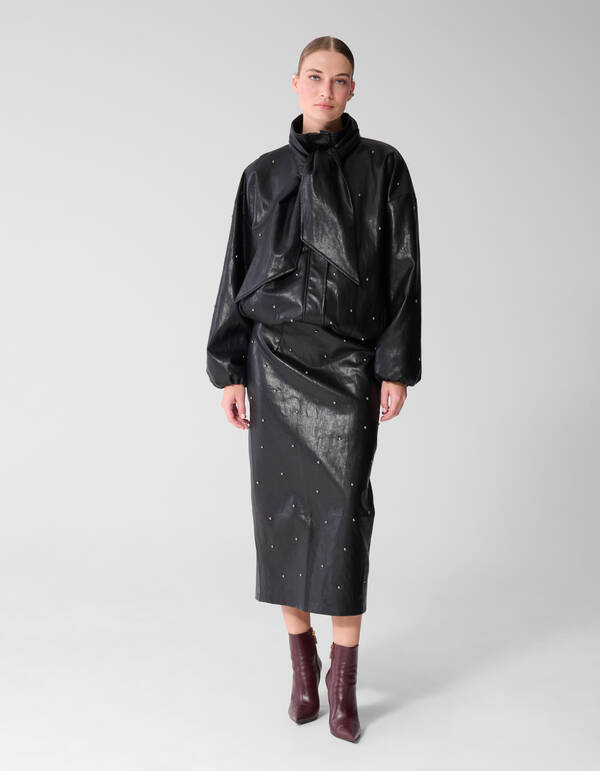Maxirock Aus Veganleder Mit Nieten Schwarz By Miek SHOEBY WOMEN