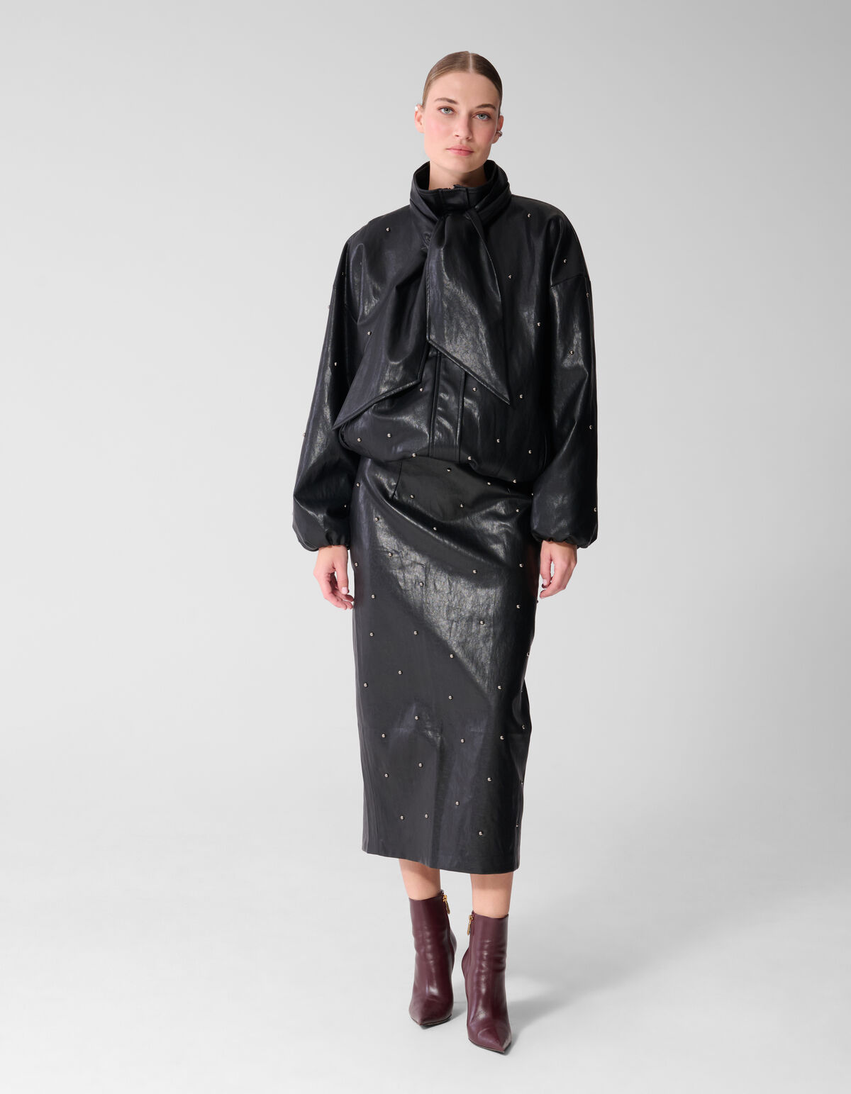 Maxirock Aus Veganleder Mit Nieten Schwarz By Miek SHOEBY WOMEN