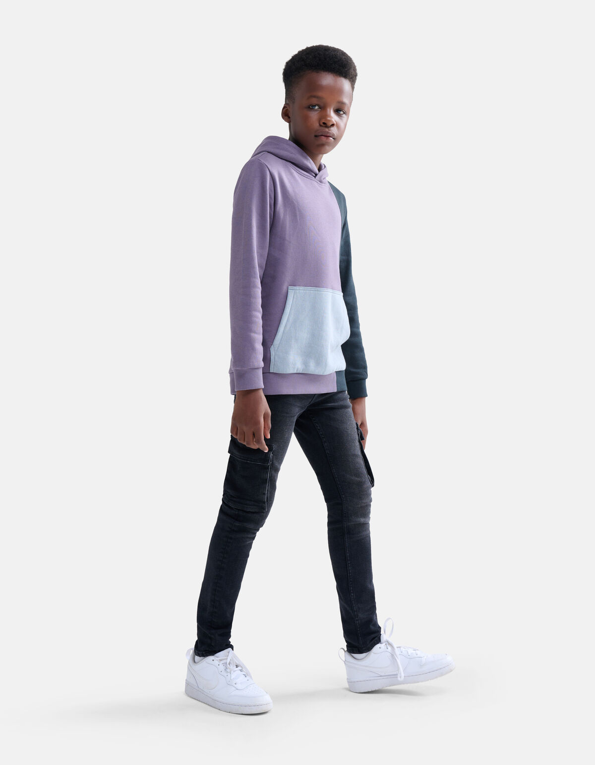Kapuzenpullover mit Farbblock Dunkelviolett SHOEBY BOYS