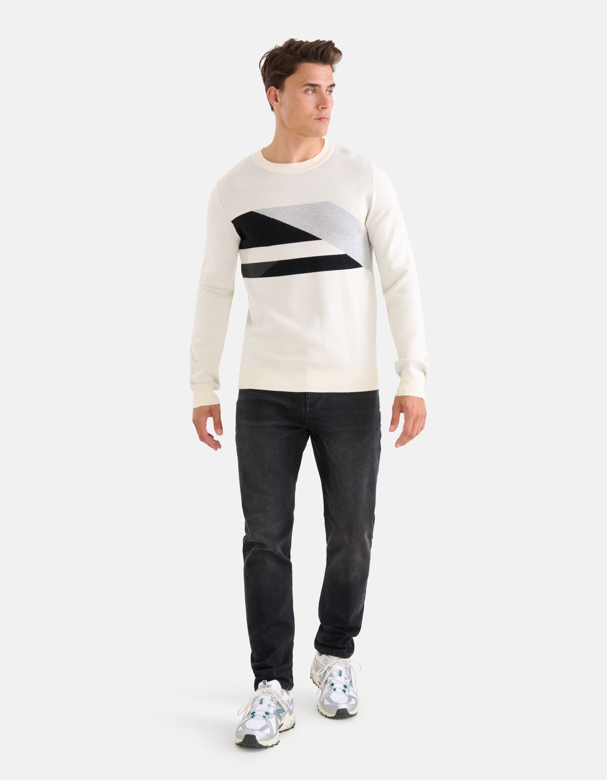 Grafik-Jacquard-Pullover Off White SHOEBY MEN
