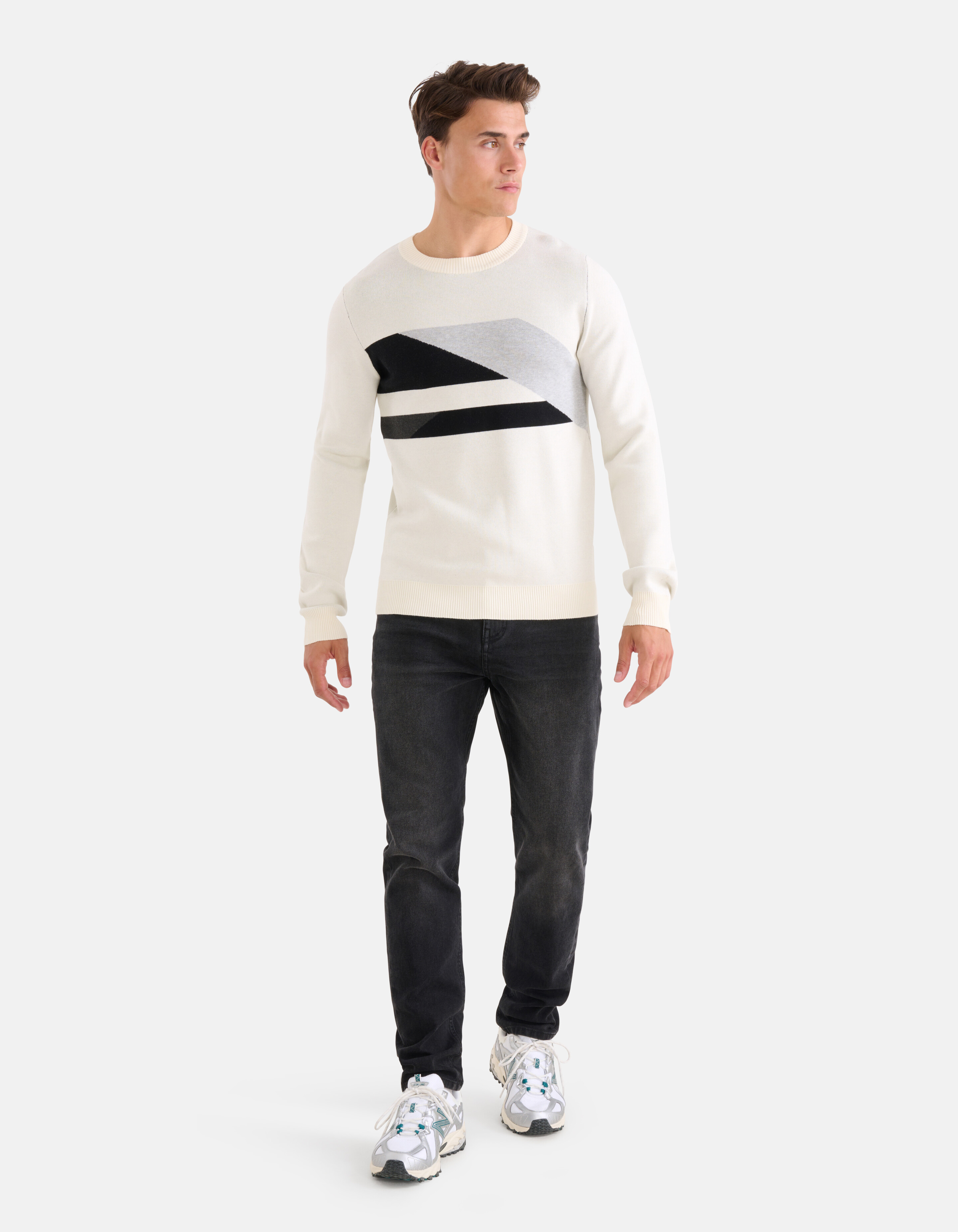 Grafik-Jacquard-Pullover Off White SHOEBY MEN