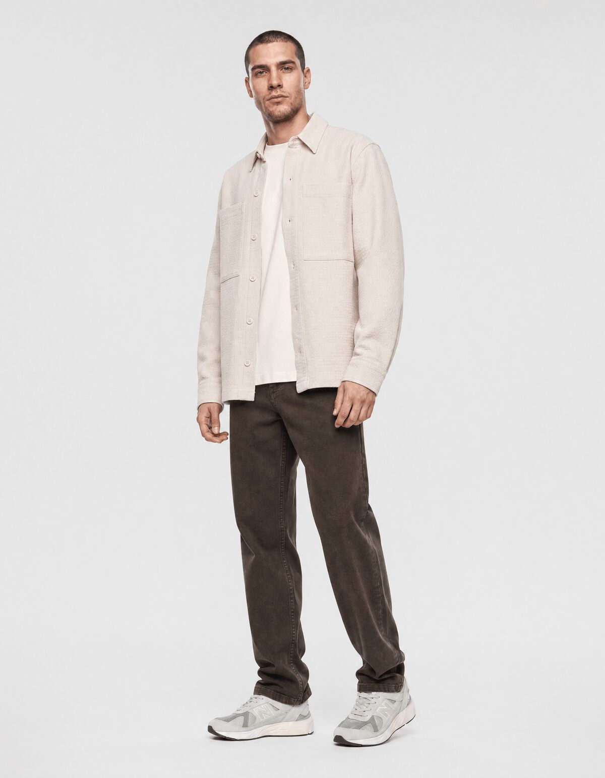 Block-Jacquard-Overshirt Hellgrau SHOEBY MEN