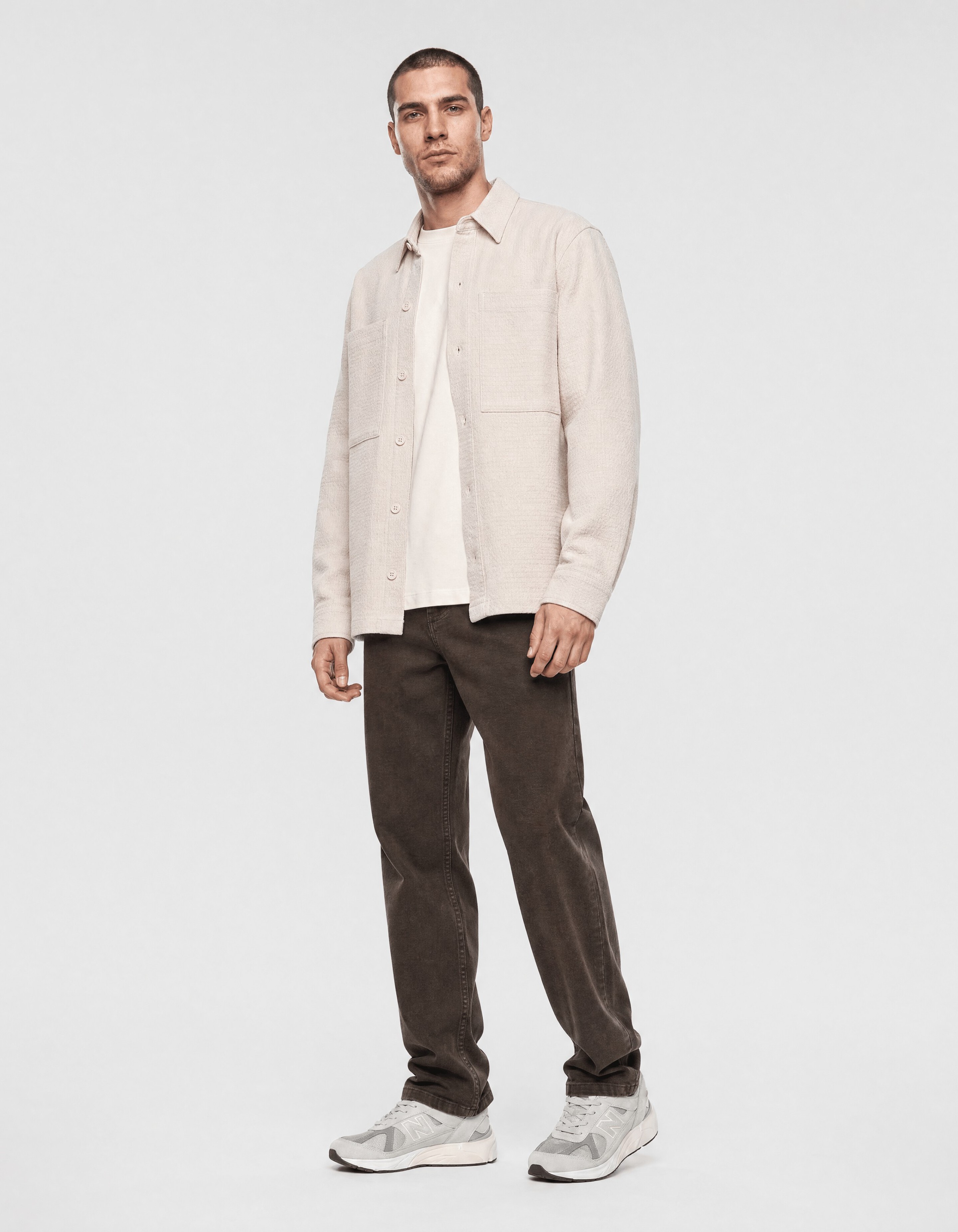 Block-Jacquard-Overshirt Hellgrau SHOEBY MEN