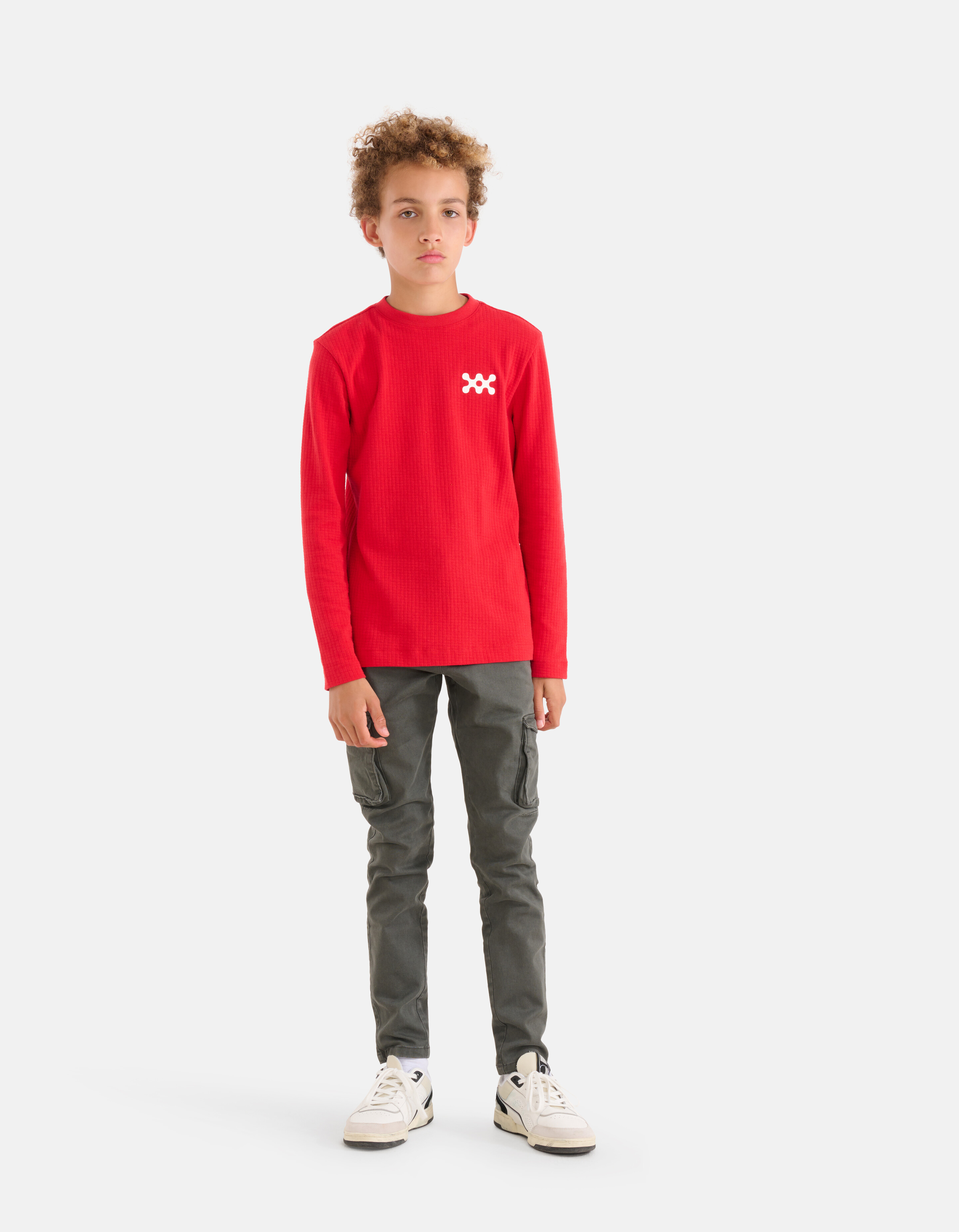 Struktur-Langarmhemd Rot SHOEBY BOYS