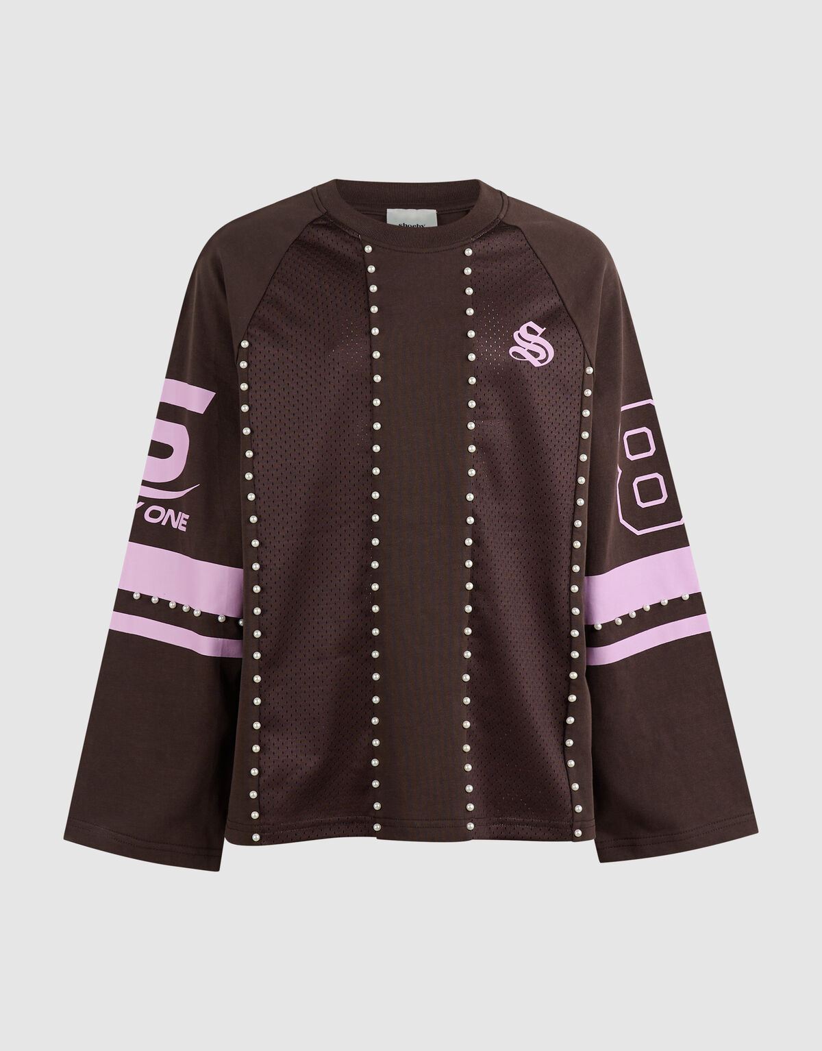 Perlen Mesh Longsleeve Dunkelbraun SHOEBY GIRLS