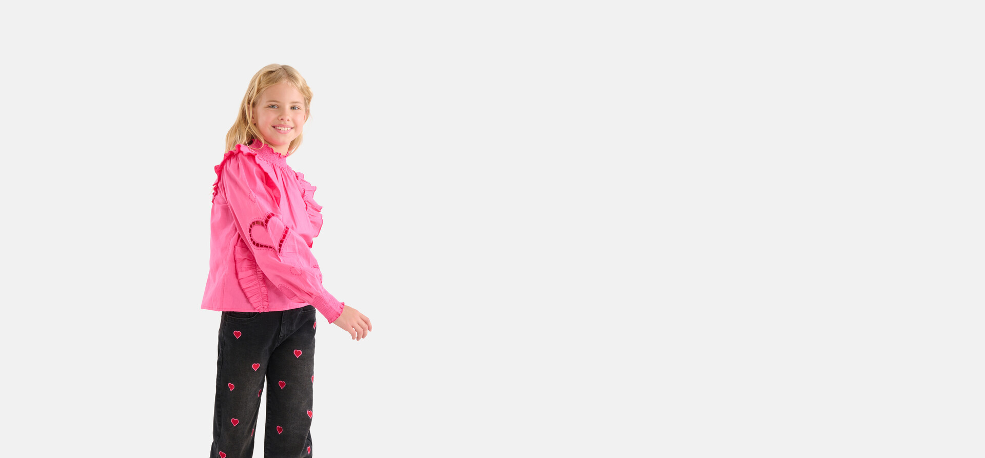 Popeline-Stickerei Bluse Rosa SHOEBY GIRLS