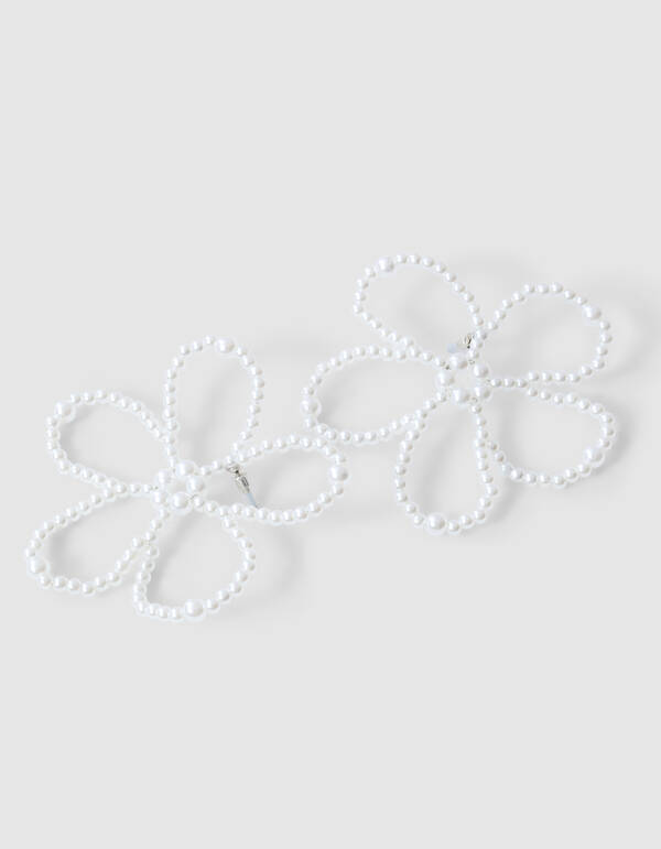 Große Blumen Ohrringe Gebrochen Weiß SHOEBY ACCESSOIRES