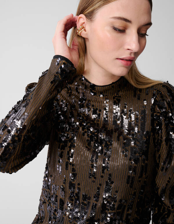 Paillettentop Khaki SHOEBY WOMEN