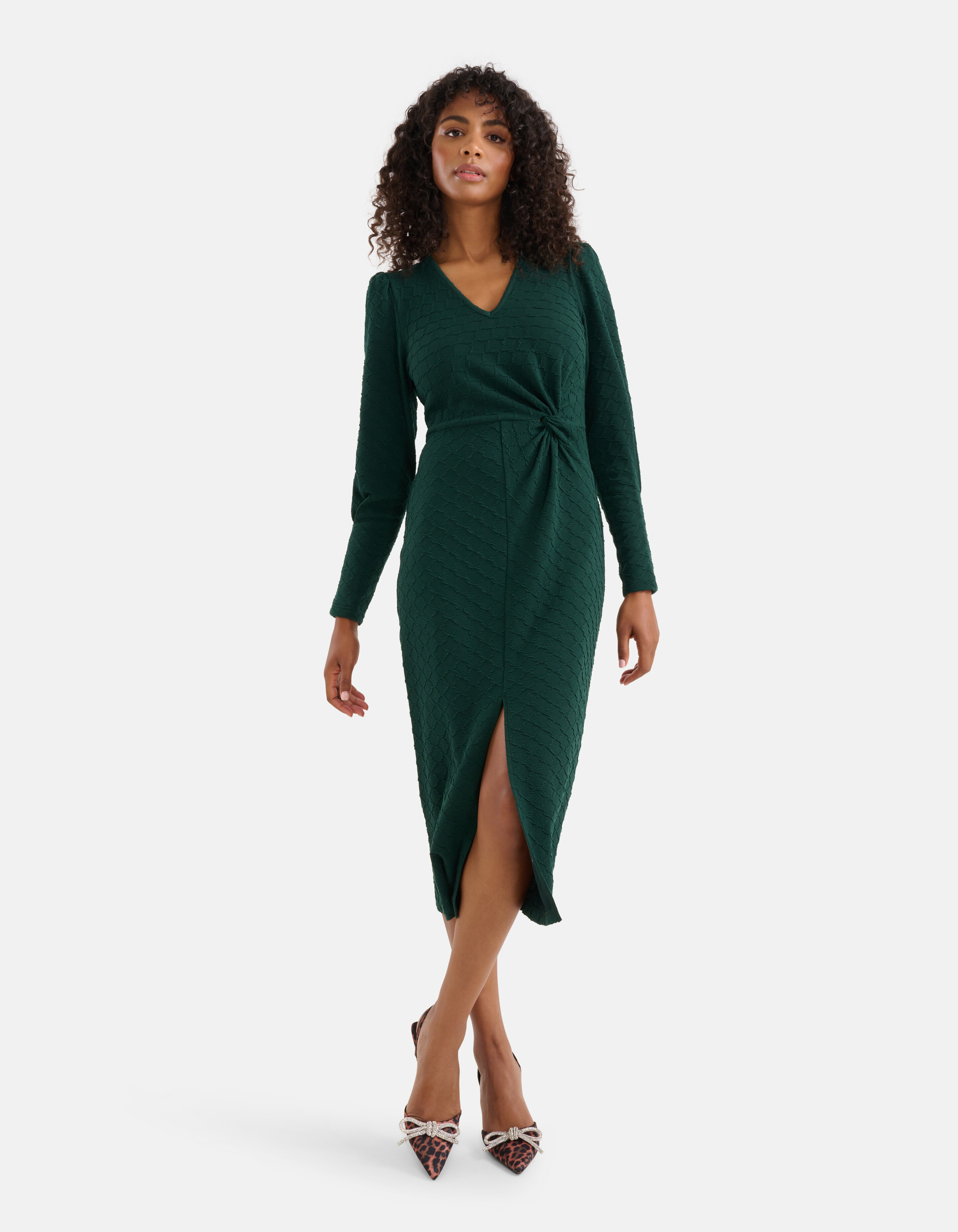 Struktur Midikleid Dunkelgrün SHOEBY WOMEN