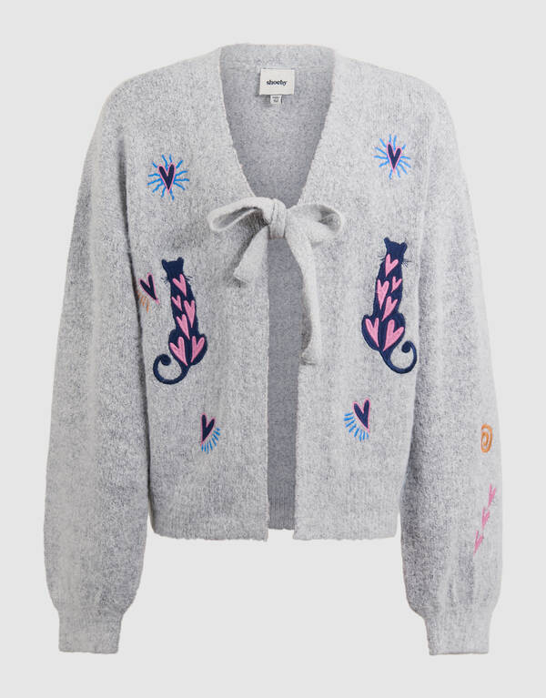 Gestickte Strickweste Grau SHOEBY GIRLS