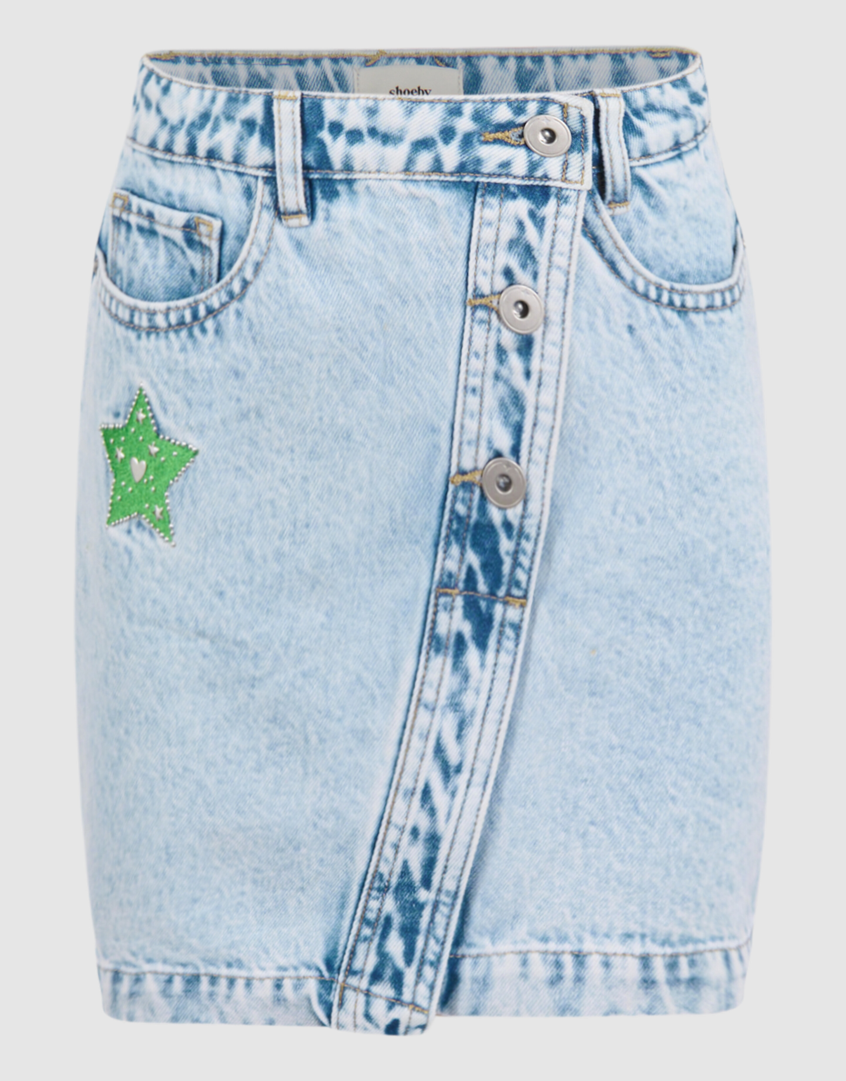 Bestickter Denim-Rock Blau SHOEBY GIRLS
