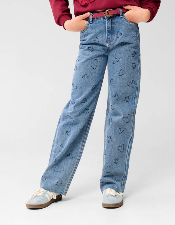 Strass Straight Fit Jeans Dunkelblau SHOEBY GIRLS