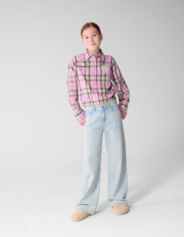 Gro&szlig;karierte Bluse Hellrosa SHOEBY GIRLS