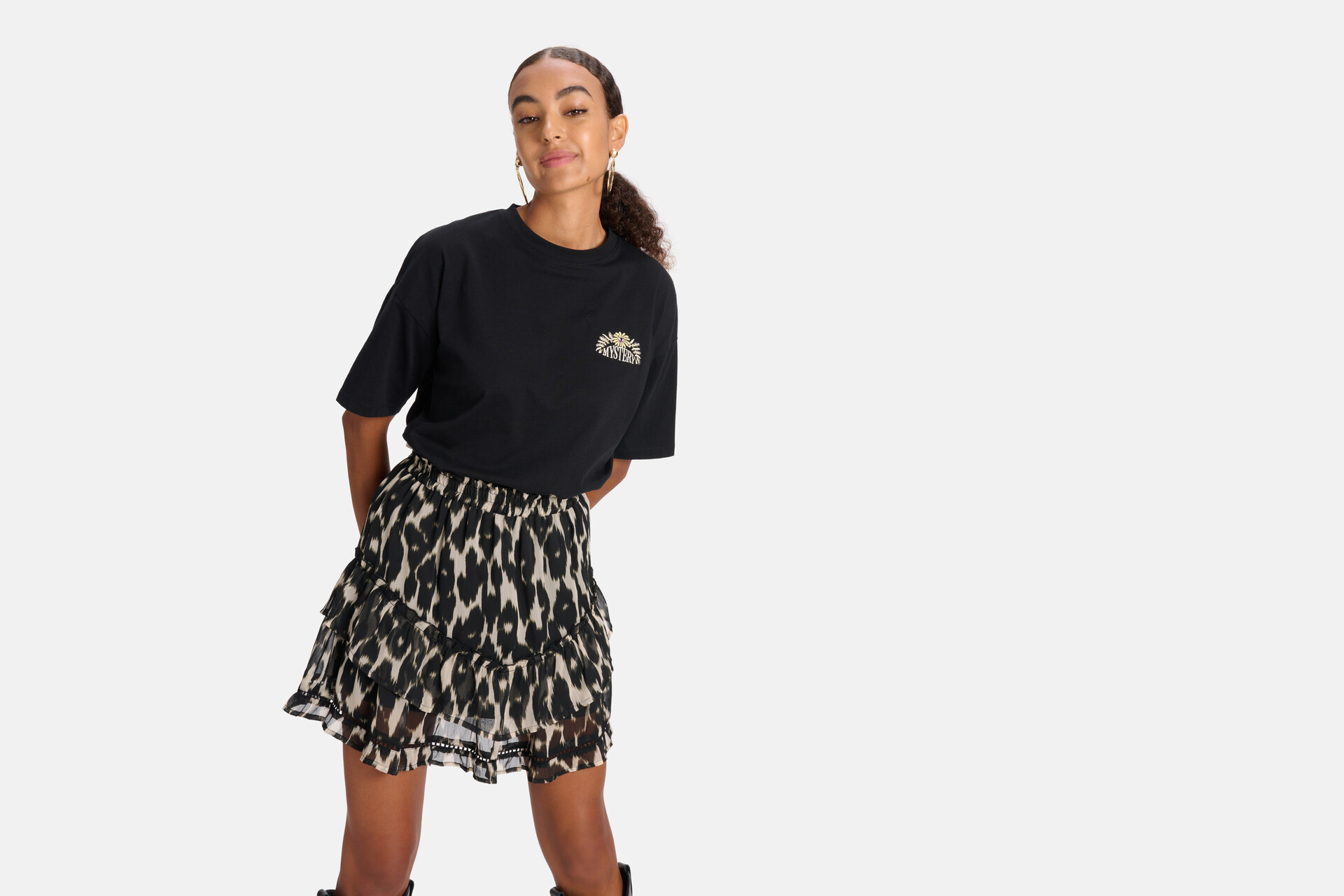 Rock mit Leopardenmuster Schwarz SHOEBY WOMEN