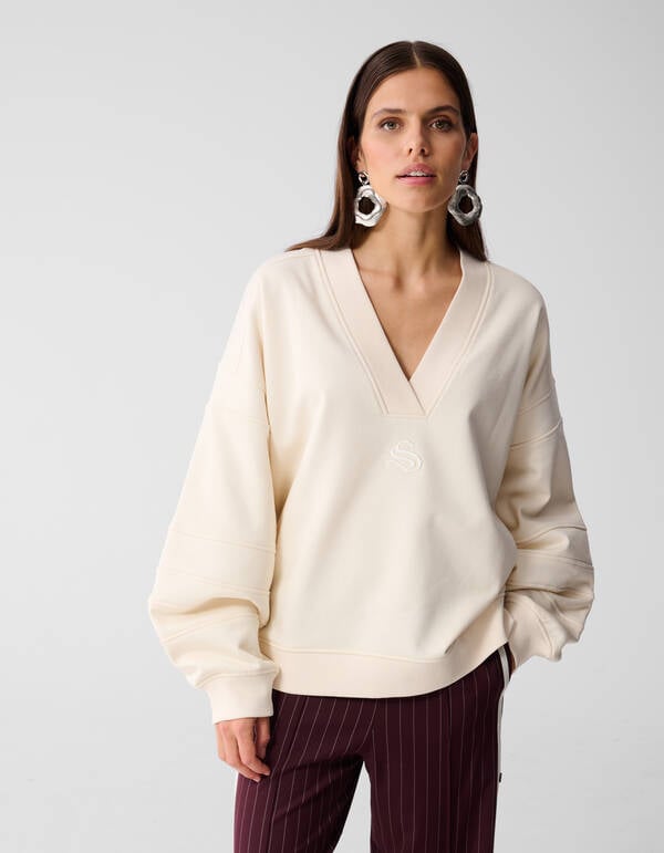 Varsity Logo Pullover Off White SHOEBY WOMEN