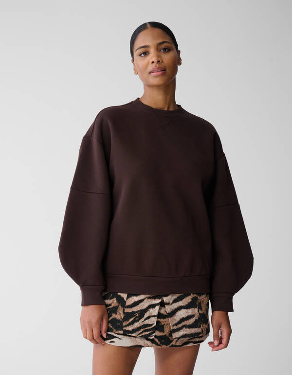 Pullover mit gro&szlig;en &Auml;rmeln Dunkelbraun SHOEBY WOMEN