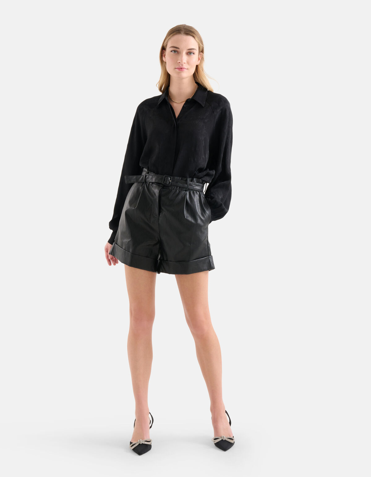 Entspannte Jacquard-Bluse Schwarz SHOEBY WOMEN