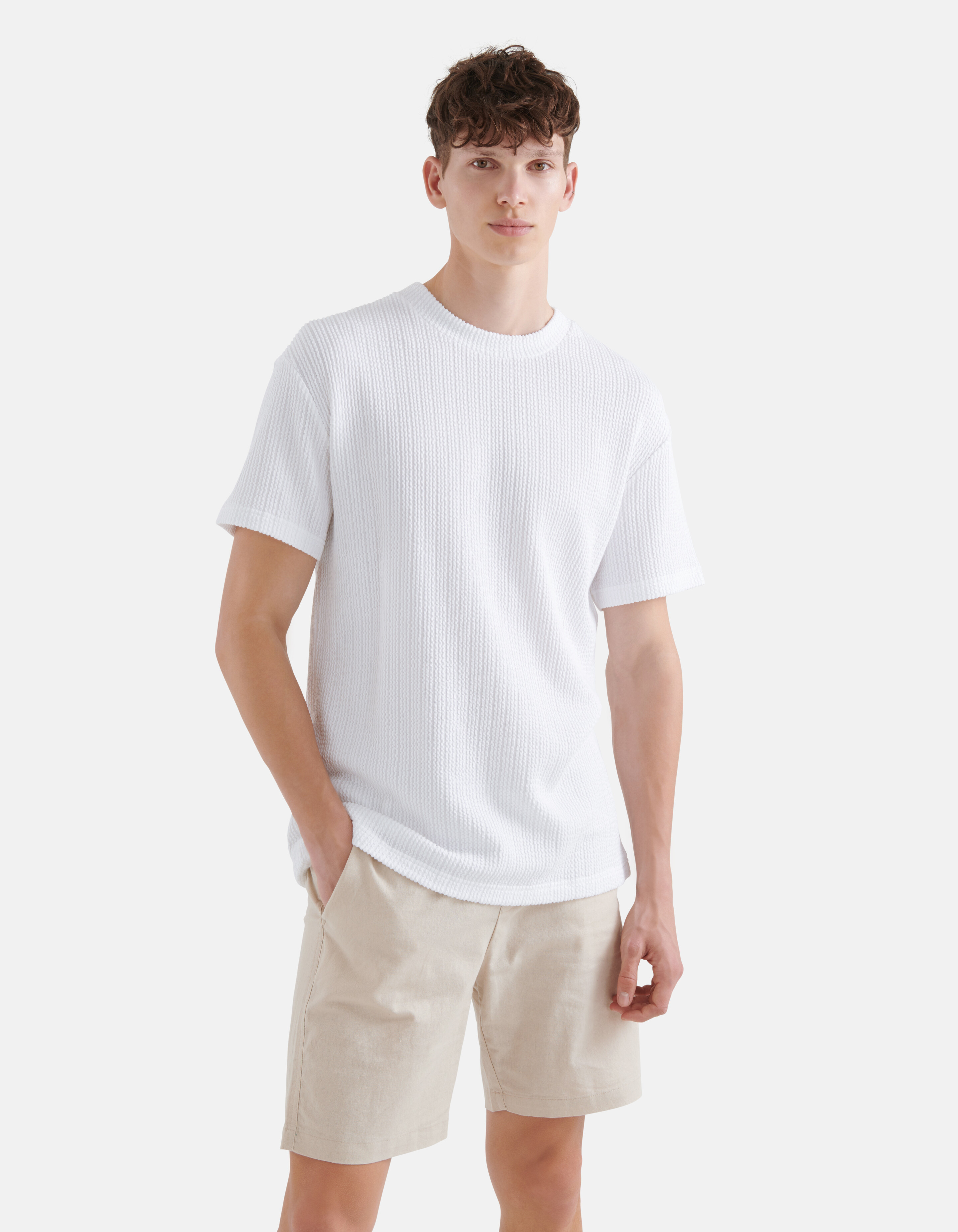 Seersucker-T-Shirt Weiß SHOEBY MEN