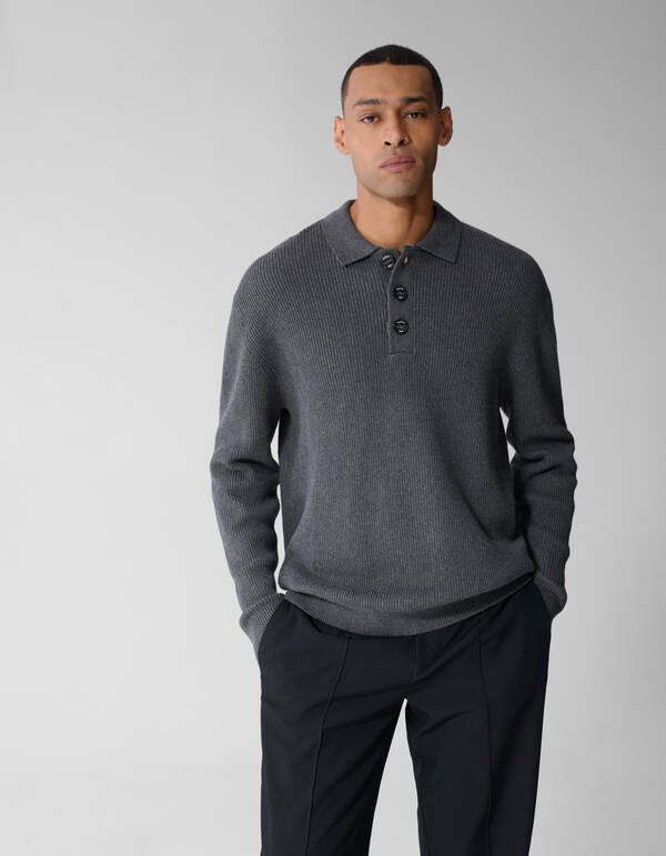Heavy Strickpolo Grau SHOEBY MEN