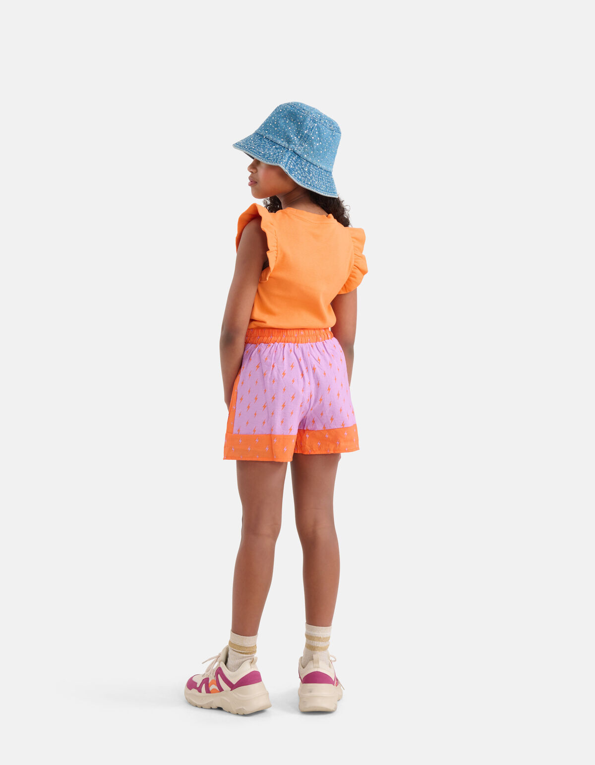 Ruffle Rib Top Oranje SHOEBY GIRLS