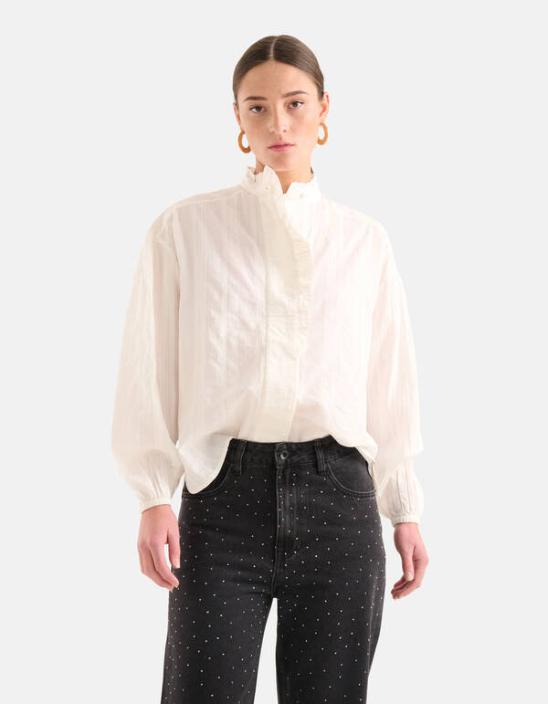 Gestreifte Lurexbluse Off White SHOEBY WOMEN