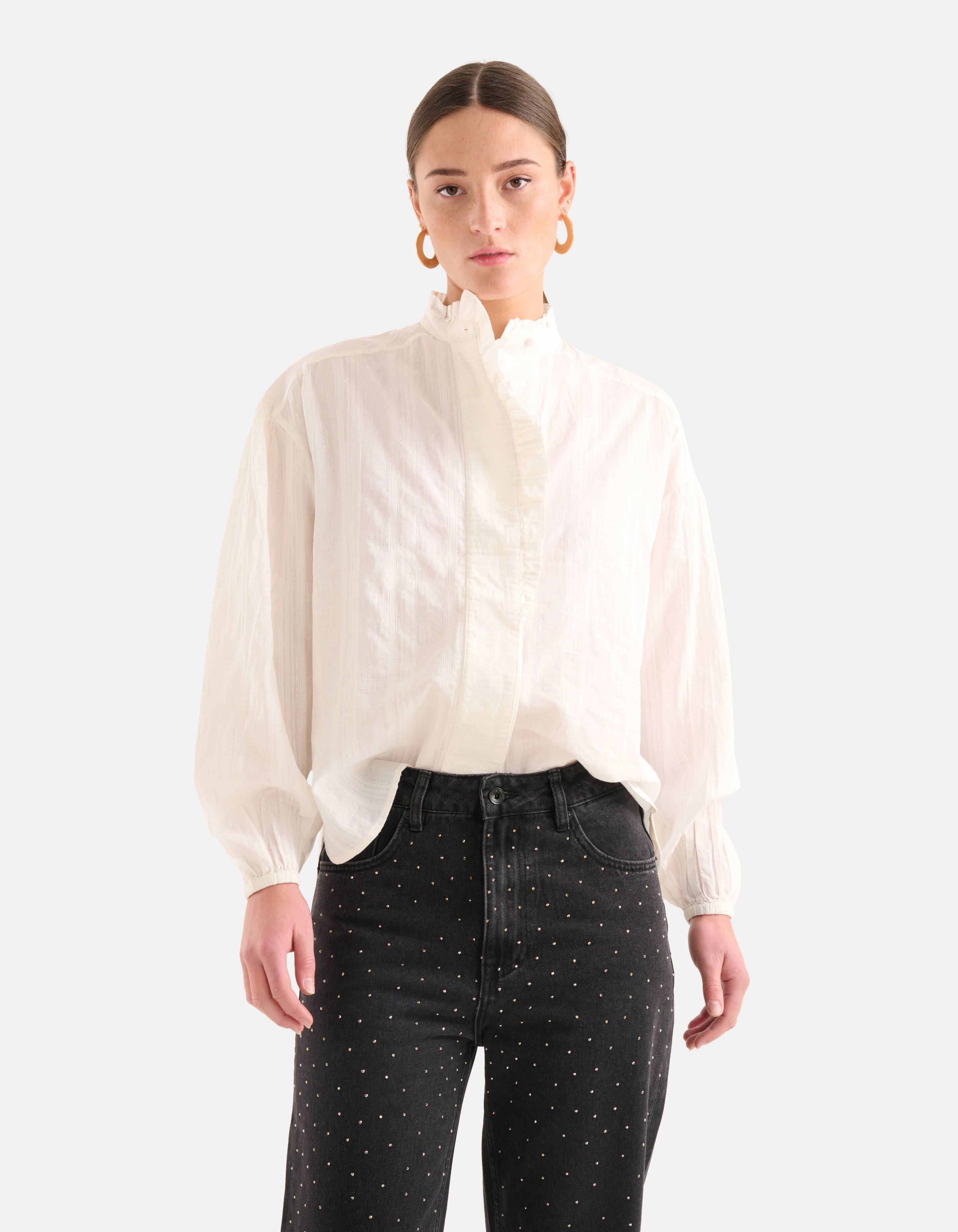 Gestreifte Lurexbluse Off White SHOEBY WOMEN