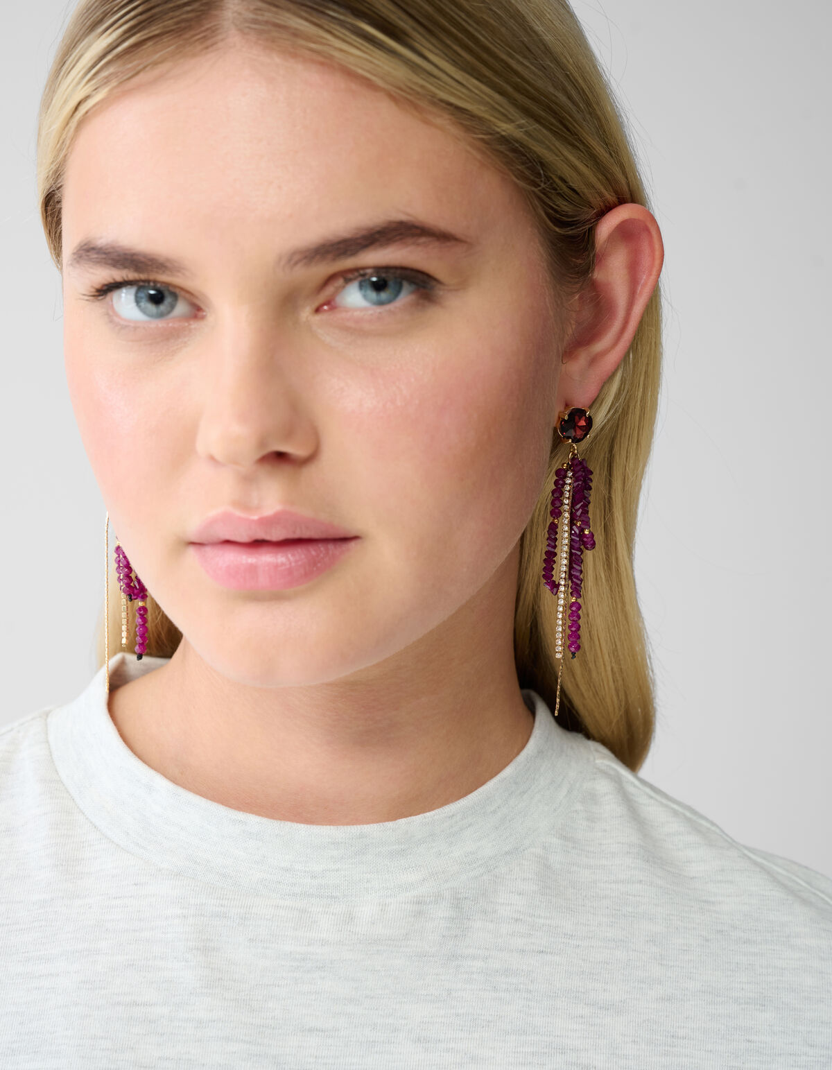 Strass-Ohrringe mit Perlen in Dunkelviolett SHOEBY ACCESSOIRES