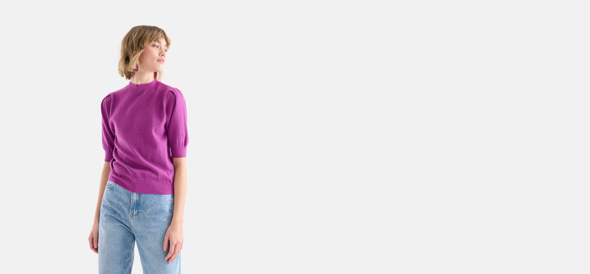 Stricktop mit Puffärmeln Dunkelviolett SHOEBY WOMEN