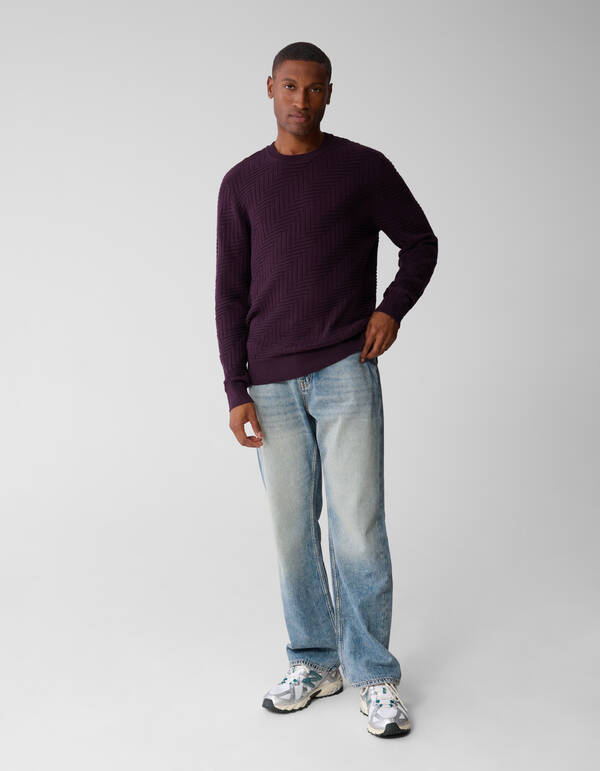 Strukturstrickpullover Dunkelrot SHOEBY MEN