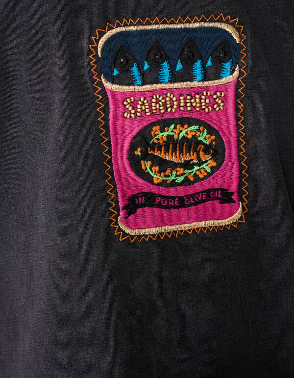 Fischstickerei T-Shirt Dunkelgrau SHOEBY GIRLS