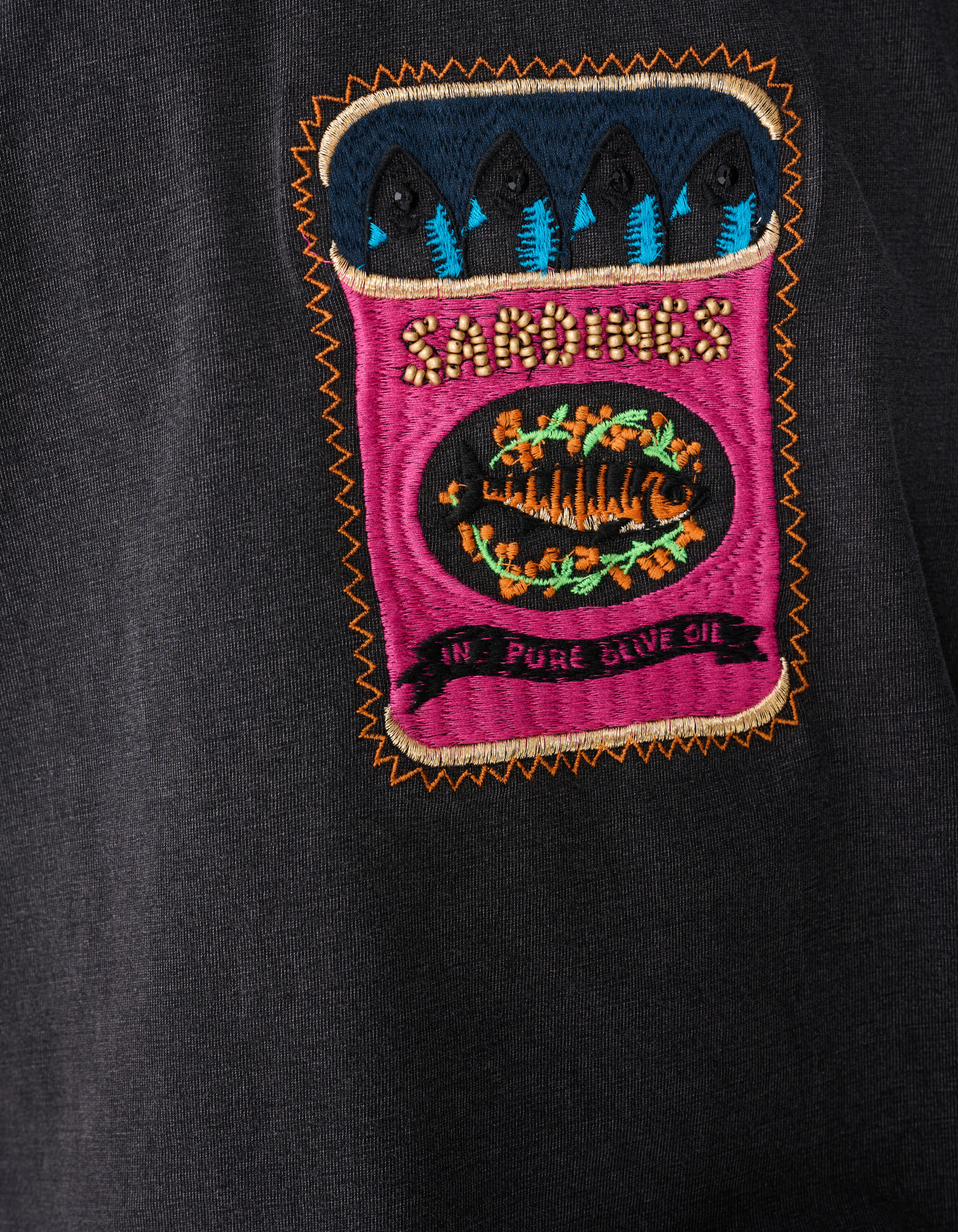 Fischstickerei T-Shirt Dunkelgrau SHOEBY GIRLS