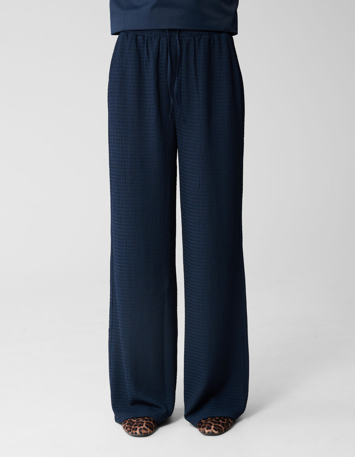 Crinkle-Hose mit weitem Bein Dunkelblau SHOEBY WOMEN