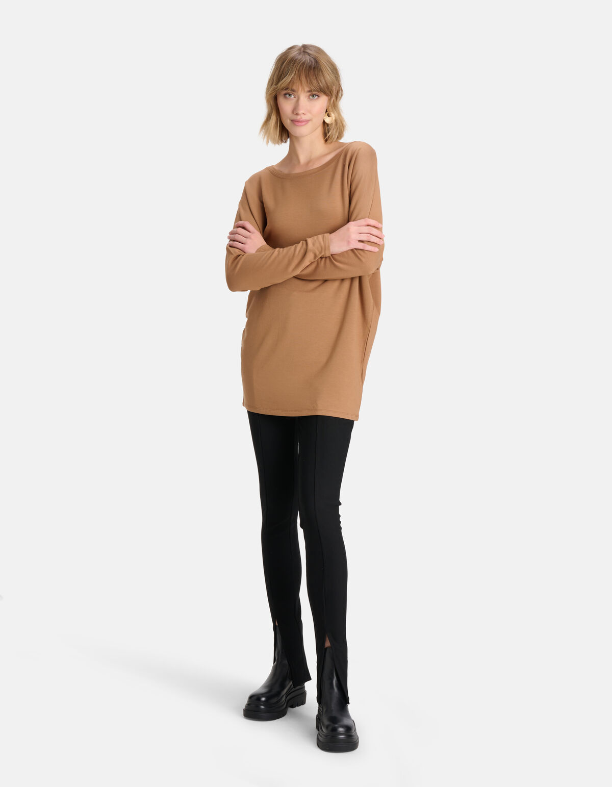 Basic Oversized Top Hellbraun SHOEBY WOMEN