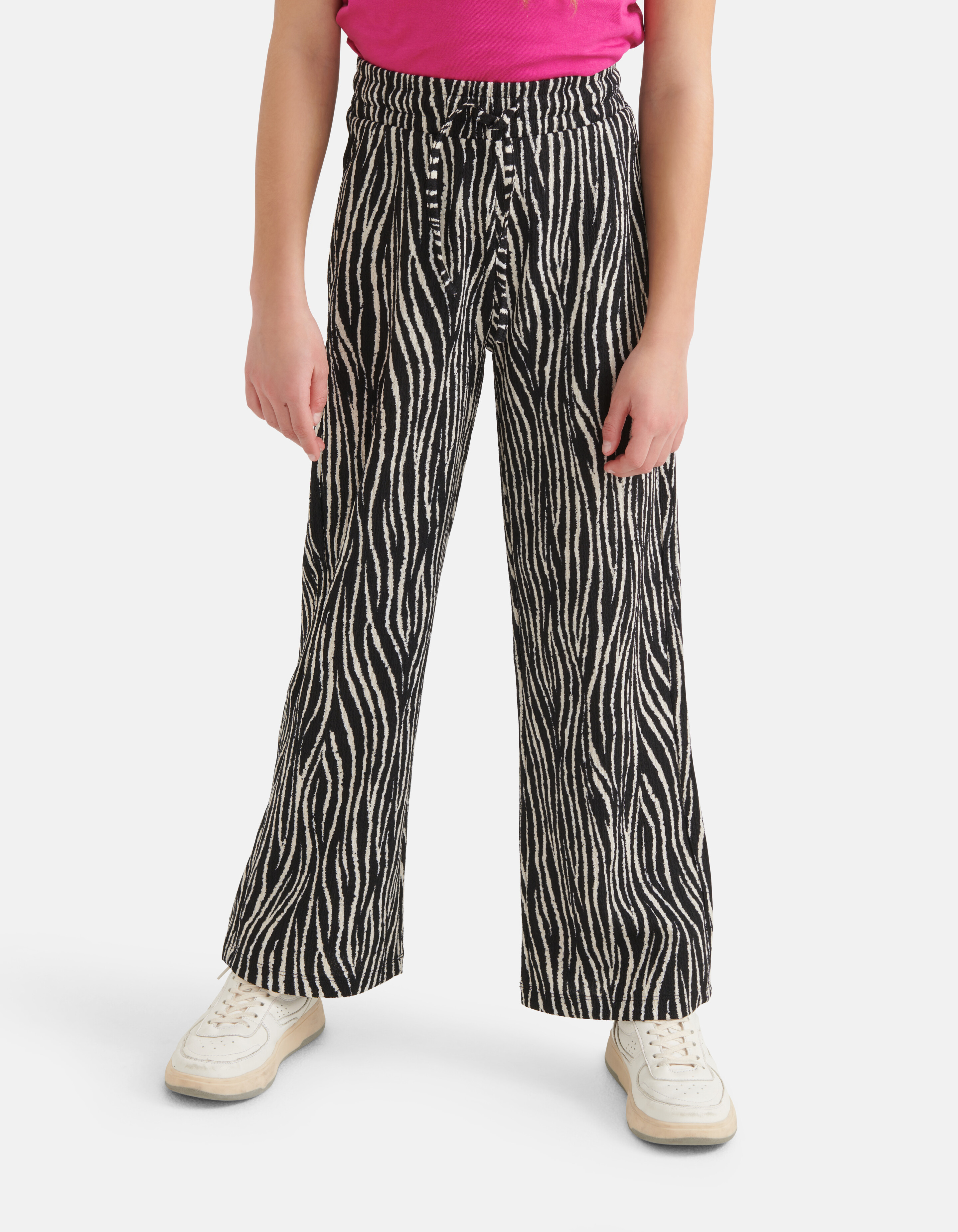 Crinkle Palazzo Hose mit Zebramuster Schwarz SHOEBY GIRLS