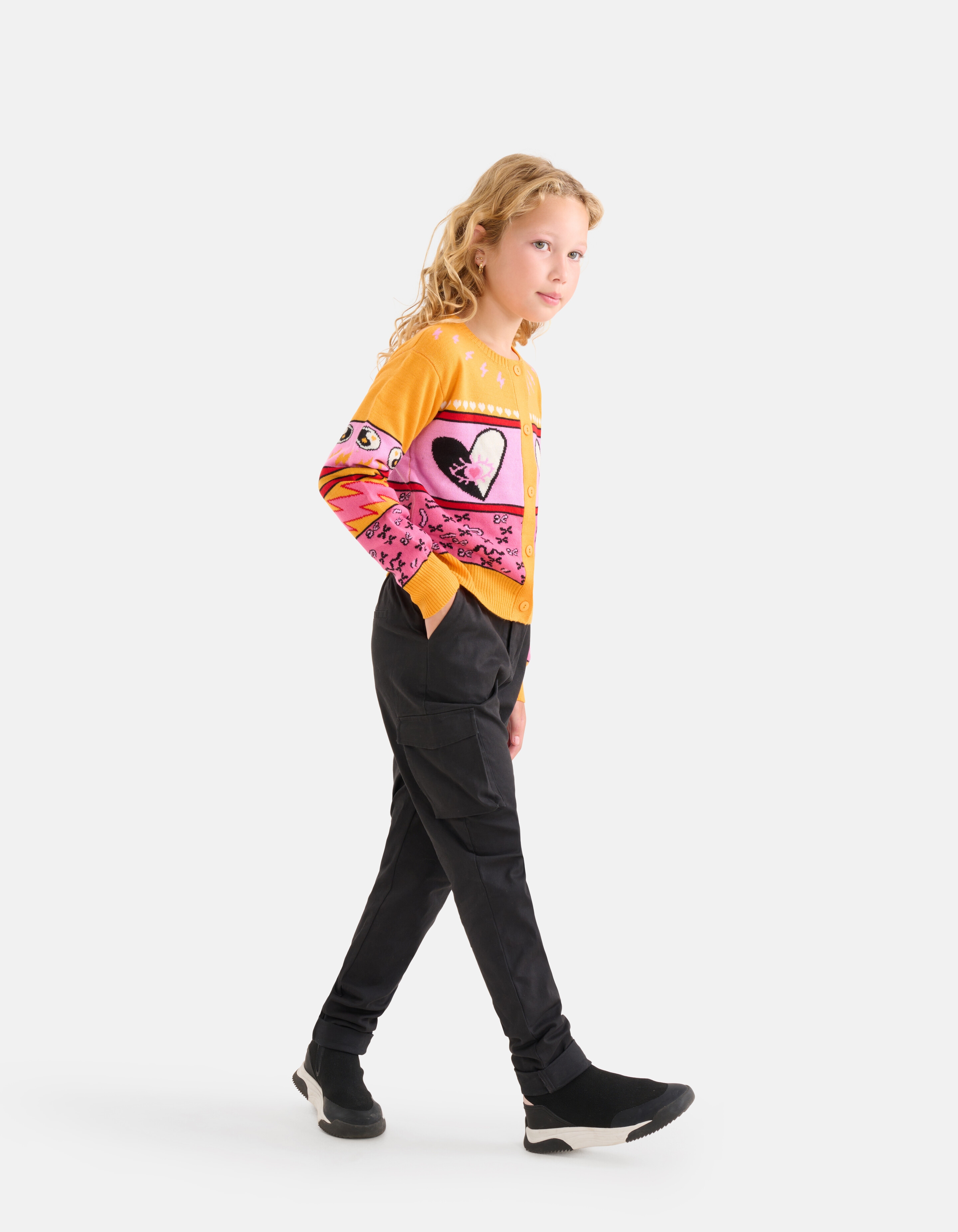 Grafische Strickjacke Orange SHOEBY GIRLS