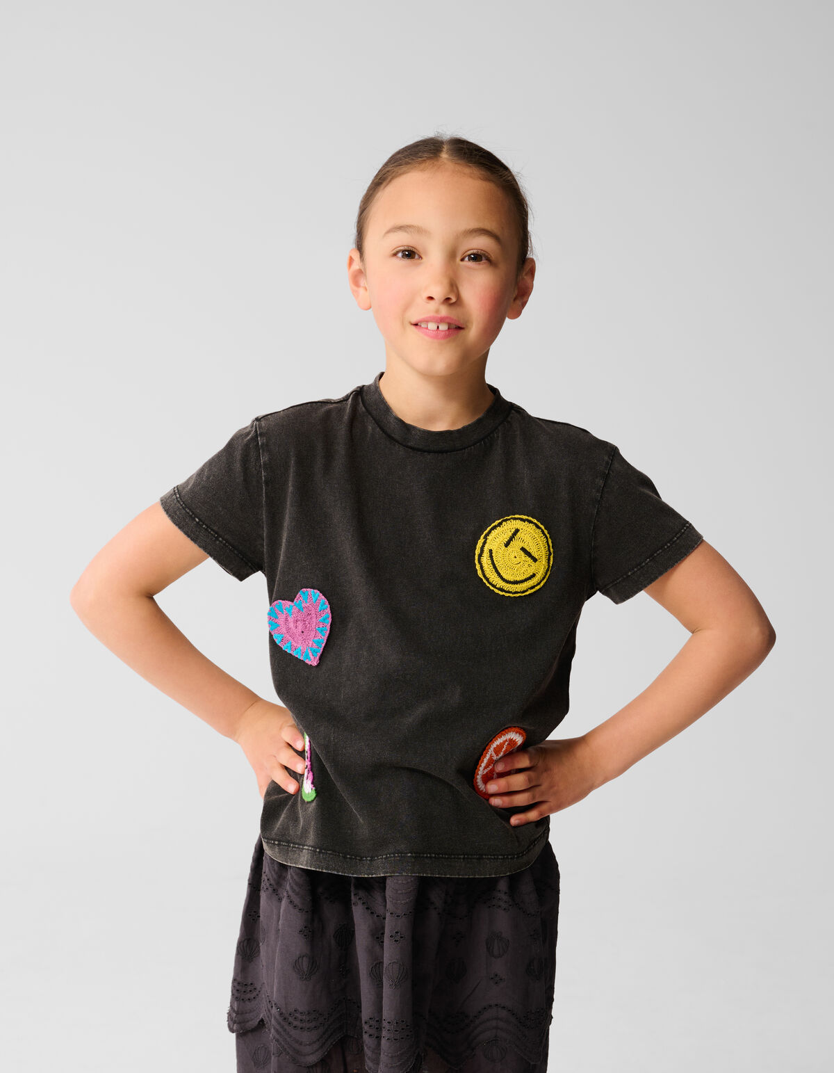 Patch-T-Shirt Dunkelgrau SHOEBY GIRLS