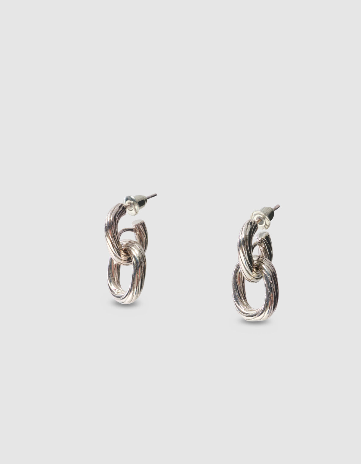 Kleine ovale Doppel-Ohrringe aus Silber SHOEBY ACCESSOIRES
