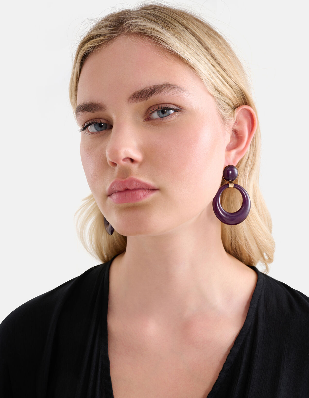 Runde Ohrringe Dunkelviolett SHOEBY ACCESSOIRES