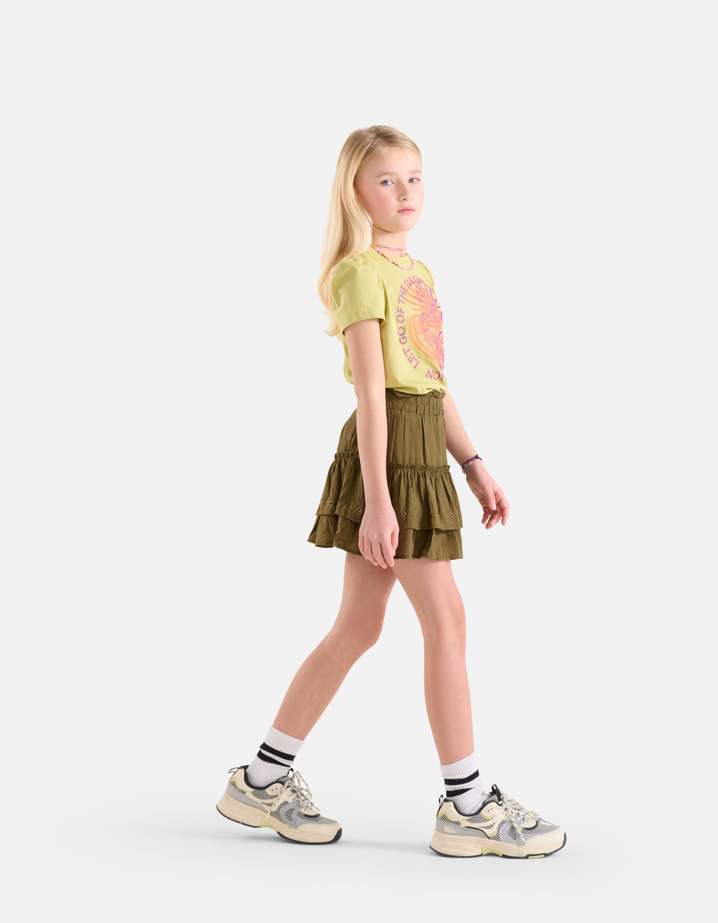 Bedrucktes T-Shirt mit Puffärmeln Grün SHOEBY GIRLS