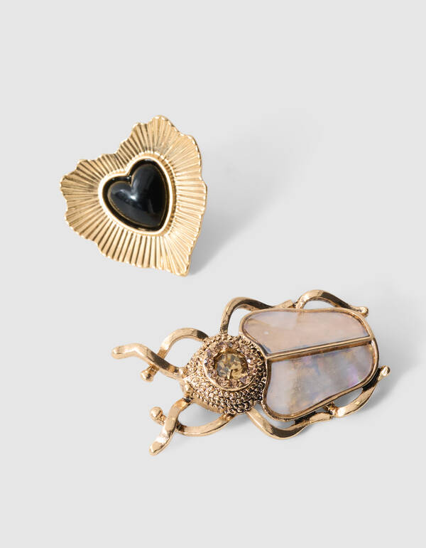K&auml;ferherz Broschen Set Gold SHOEBY ACCESSOIRES