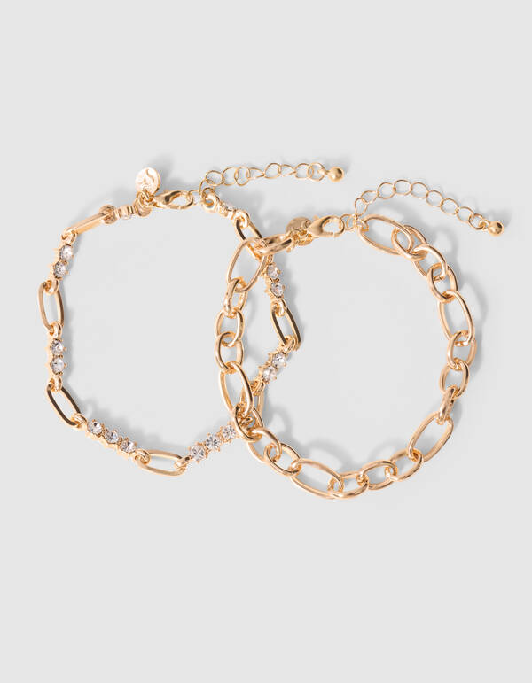 Double Layer Strass Armband Gold SHOEBY ACCESSOIRES