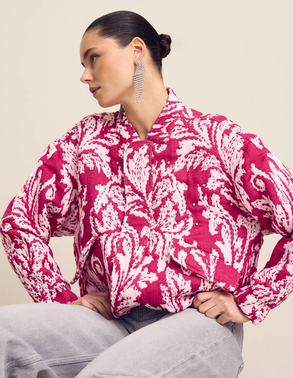 &Uuml;bergro&szlig;e Jacquard-Bomberjacke Rosa SHOEBY WOMEN