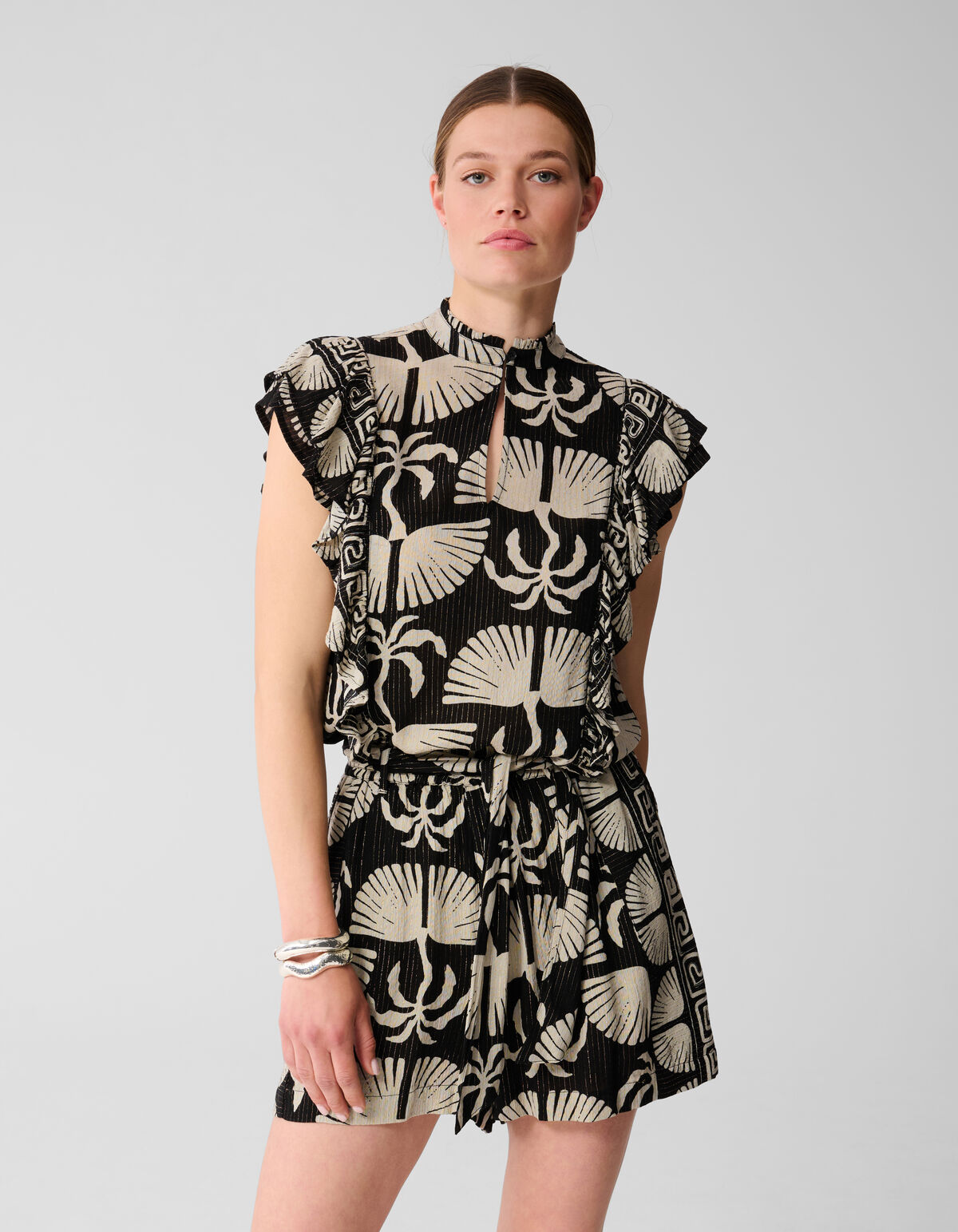 Bedrucktes R&uuml;schentop Schwarz/Wei&szlig; SHOEBY WOMEN