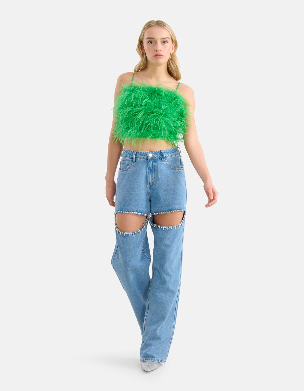 Cut Out Loose Fit Jeans Mediumstone SHOEBY WOMEN