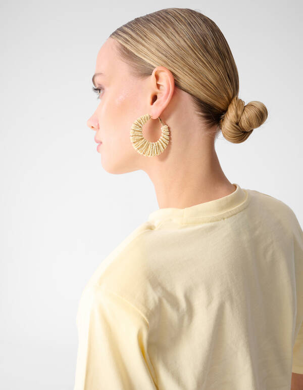 Beaded Hoop Ohrringe Hellgelb SHOEBY ACCESSOIRES